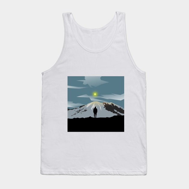 Man Looking at Mountain Tank Top by Hygra Creative